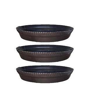 greenri 6 inches pack of 3 heavy duty plastic round planter bottom tray platesaucer detachable uv treated flower pots base plate for extra water collection - brown