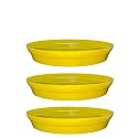GREENRI 6 Inches (Pack of 3) Heavy Duty Plastic Round Planter Bottom Tray (Plate/Saucer), Detachable UV Treated Flower Pots Base Plate for Extra Water Collection - Yellow