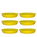 GREENRI 6 Inches (Pack of 6) Heavy Duty Plastic Round Planter Bottom Tray (Plate/Saucer), Detachable UV Treated Flower Pots Base Plate for Extra Water Collection - Yellow