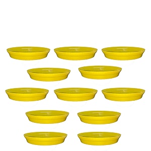 greenri 8 inches pack of 12 heavy duty plastic round planter bottom tray platesaucer detachable uv treated flower pots base plate for extra water collection - yellow