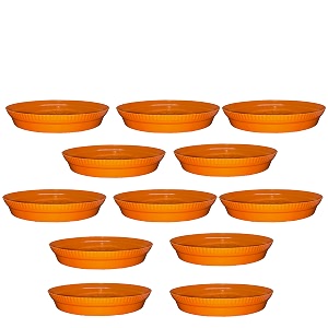 greenri 8 inches pack of 12 heavy duty plastic round planter bottom tray platesaucer detachable uv treated flower pots base plate for extra water collection - orange