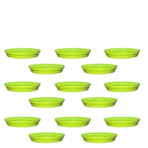 greenri 8 inches pack of 15 heavy duty plastic round planter bottom tray platesaucer detachable uv treated flower pots base plate for extra water collection - green