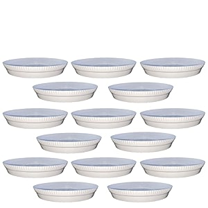 greenri 8 inches pack of 15 heavy duty plastic round planter bottom tray platesaucer detachable uv treated flower pots base plate for extra water collection - white