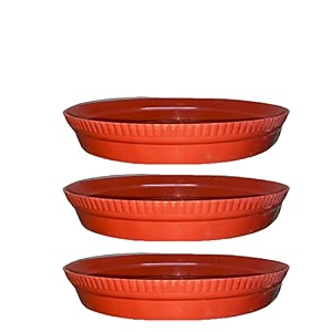 greenri 8 inches pack of 3 heavy duty plastic round planter bottom tray platesaucer detachable uv treated flower pots base plate for extra water collection - red