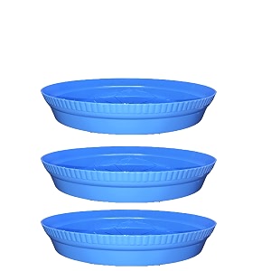 greenri 8 inches pack of 3 heavy duty plastic round planter bottom tray platesaucer detachable uv treated flower pots base plate for extra water collection - blue