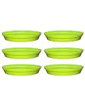 GREENRI 8 Inches (Pack of 6) Heavy Duty Plastic Round Planter Bottom Tray (Plate/Saucer), Detachable UV Treated Flower Pots Base Plate for Extra Water Collection - Green