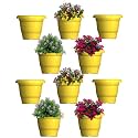 GREENRI Delux 10 Inches (Pack of 10) Heavy Duty Plastic Planters Pots, UV Resistant Flower Pot for Indoor & Outdoor Use,Flawless Planters Pot Set for Home, Living Room, Balcony & Garden Décor (Yellow)