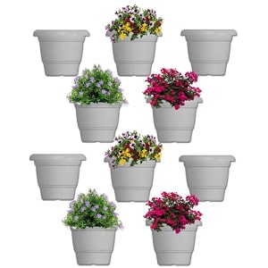 greenri delux 12 inches pack of 10 heavy duty plastic planters pots uvresistant flower pot for indoor amp outdoor use flawless planters pot set for home living room balcony amp garden dcorwhite