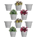 GREENRI Delux 12 Inches (Pack of 10) Heavy Duty Plastic Planters Pots, UVResistant Flower Pot for Indoor &amp; Outdoor Use, Flawless Planters Pot Set for Home, Living Room, Garden Dcor &amp; Balcony(White)