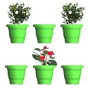 GREENRI Delux 12 Inches (Pack of 6) Heavy Duty Plastic Planters Pots, UV Resistant Flower Pot for Indoor &amp; Outdoor Use, Flawless Planters Pot Set for Home, Living Room, Balcony &amp; Garden Décor (Green)