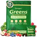 Greens Daily Gummies, Superfood Fruits and Veggies Blend with Spirulina, Chlorella, Prebiotics &amp; Fiber, Adaptogens Multivitamin Supplement for Digestive Health, 120 Count