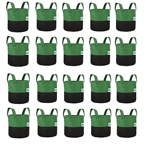 greensheep geo fabric grow bags uv treated gardening cotton pots terrace indoor outdoor home balcony nursery leafy vegetable fruits and flower black amp green round 400 gsm size 10x10 pack of 20