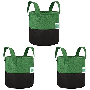 greensheep geo fabric grow bags uv treated gardening cotton pots terrace indoor outdoor home balcony nursery leafy vegetable fruits and flower black amp green round 400 gsm size 12x12 pack of 3