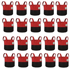 green sheep geo fabric grow bags uv treated gardening cotton pots terrace indoor outdoor home balcony nursery leafy vegetable fruits and flower black amp red round 400 gsm size 18x18 pack of 20