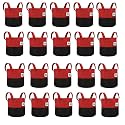 Green Sheep Geo Fabric Grow Bags UV Treated Gardening Cotton Pots Terrace Indoor Outdoor Home Balcony Nursery Leafy Vegetable Fruits and Flower (Black &amp; Red Round 400 GSM Size 10x10 Pack of 20)