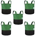 GREENSHEEP Geo Fabric Grow Bags UV Treated Gardening Cotton Pots Terrace Indoor Outdoor Home Balcony Nursery Leafy Vegetable Fruits and Flower (Black &amp; Green Round 400 GSM Size 24x24 Pack of 5)