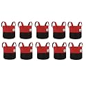 Green Sheep Geo Fabric Grow Bags UV Treated Gardening Cotton Pots Terrace Indoor Outdoor Home Balcony Nursery Leafy Vegetable Fruits and Flower (Black &amp; Red Round 400 GSM Size 6x6 Pack of 10)