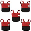 Green Sheep Geo Fabric Grow Bags UV Treated Gardening Cotton Pots Terrace Indoor Outdoor Home Balcony Nursery Leafy Vegetable Fruits and Flower (Black &amp; Red Round 400 GSM Size 24x24 Pack of 5)
