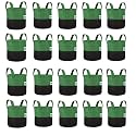 GREENSHEEP Geo Fabric Grow Bags UV Treated Gardening Cotton Pots Terrace Indoor Outdoor Home Balcony Nursery Leafy Vegetable Fruits and Flower (Black &amp; Green Round 400 GSM Size 6x6 Pack of 20)