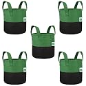 GREENSHEEP Geo Fabric Grow Bags UV Treated Gardening Cotton Pots Terrace Indoor Outdoor Home Balcony Nursery Leafy Vegetable Fruits and Flower (Black &amp; Green Round 400 GSM Size 12x12 Pack of 5)