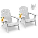 GREENVINES Folding-Adirondack-Chairs Set of 2, HDPE All Weather, White
