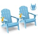GREENVINES Folding-Adirondack-Chairs Set of 2, HDPE All Weather, Arctic