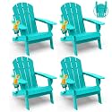 GREENVINES Folding-Adirondack-Chairs Set of 4, HDPE All Weather, Aqua