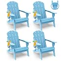 GREENVINES Folding-Adirondack-Chairs Set of 4, HDPE All Weather, Arctic