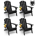 GREENVINES Folding-Adirondack-Chairs Set of 4, HDPE All Weather, Black
