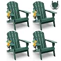 GREENVINES Folding-Adirondack-Chairs Set of 4, HDPE All Weather, Forest