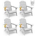 GREENVINES Folding-Adirondack-Chairs Set of 4, HDPE All Weather, White