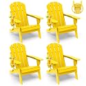 GREENVINES Folding-Adirondack-Chairs Set of 4, HDPE All Weather, Yellow