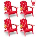 GREENVINES Folding-Adirondack-Chairs Set of 4, HDPE All Weather, Red