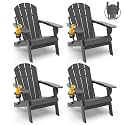 GREENVINES Folding-Adirondack-Chairs Set of 4, HDPE All Weather, Grey