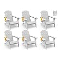 GREENVINES Folding-Adirondack-Chairs Set of 6, HDPE All Weather, White