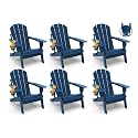 GREENVINES Folding-Adirondack-Chairs Set of 6, HDPE All Weather, Blue