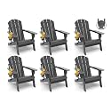 GREENVINES Folding-Adirondack-Chairs Set of 6, HDPE All Weather, Grey