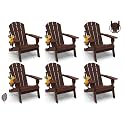 GREENVINES Folding-Adirondack-Chairs Set of 6, HDPE Wood Grain, Dark Brown
