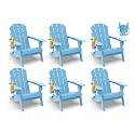 GREENVINES Folding-Adirondack-Chairs Set of 6, HDPE All Weather, Arctic