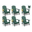 GREENVINES Folding-Adirondack-Chairs Set of 6, HDPE All Weather, Forest