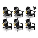 GREENVINES Folding-Adirondack-Chairs Set of 6, HDPE All Weather, Black