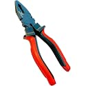 GREENWICHSTORE, 8'' Sturdy Steel Combination Plier Cable Stripper Side Cutting Plier, Long Nose Plier with Anti-Rust properties for gripping, holding and cutting wires, RED & BLACK (Combo set of 3)