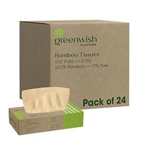 greenwish bamboo soft facial tissue box-100pulls pack of 24  100 biodegradable eco friendly and chemical free  car tissue box