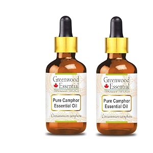 greenwood essential camphor essential oil cinnamomum camphora with glass dropper pure  non-sticky  non-greasy  lightweight  men amp women  all skin types  steam distilled 100ml x 2