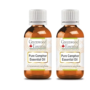 greenwood essential camphor essential oil cinnamomum camphora pure  non-sticky  non-greasy  lightweight  men amp women  all skin types  steam distilled 100ml x 2