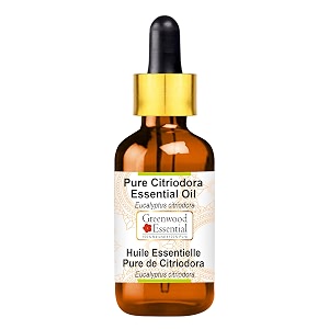 greenwood essential citriodora essential oil eucalyptus citriodora with glass dropper pure  non-sticky  non-greasy  lightweight  men amp women  all skin types  steam distilled 50ml