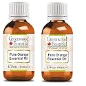 Greenwood Essential Orange Essential Oil (Citrus sinensis) Pure | Non-Sticky | Non-greasy | Lightweight | Men &amp; Women | All Skin Types | Steam Distilled 100ml X 2