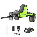 Greenworks 24V Brushless 1" Compact One-Handed Reciprocating Saw (3,000 SPM), Cordless Powered Variable Speed Recip Saw, 2.0Ah Battery and Compact Charger Included,‎ RSG404