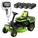 Greenworks 80V 30" Cordless Riding Lawn Tractor, (4) 6.0Ah Batteries and 600W Charger