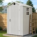 Greesum 4x4FT Plastic Outdoor Storage Shed with Floor, Light Gray